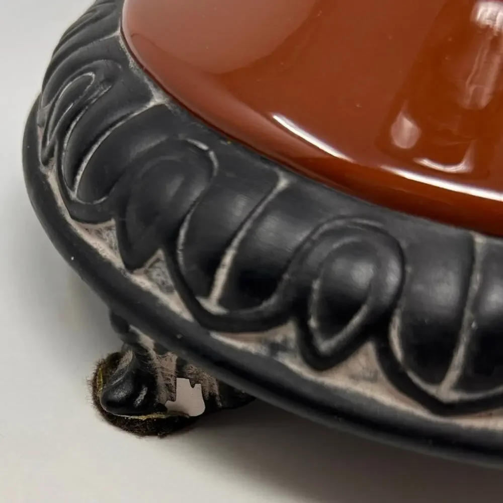 Nutmeg Small Candleholder‎ with Black Designs 13